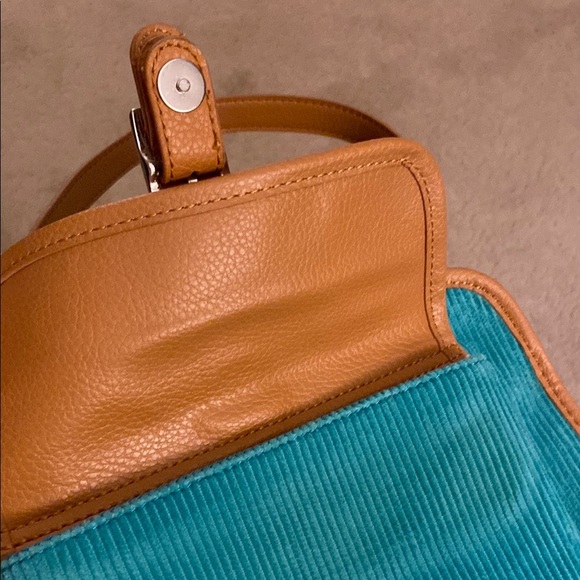 Bath & Body Works Tan and Turquoise Handbag with Corduroy Fabric - Picture 7 of 15